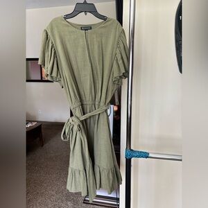 INC- NWT Olive Green Ruffle Sleeve Dress.
